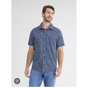 New George Men's Button-Up Commuter Shirt, Dark Navy Floral Size XL (46-48)